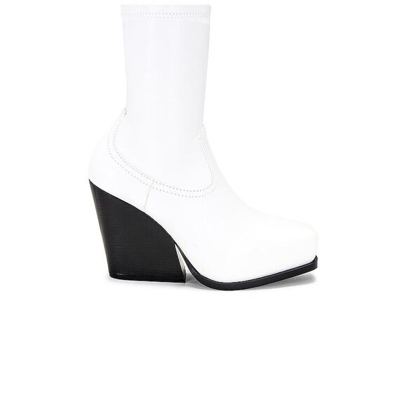 Stella McCartney white western sock stretch ankle BLOCK HEEL BOOTS 38/ US 8 - Picture 1 of 16